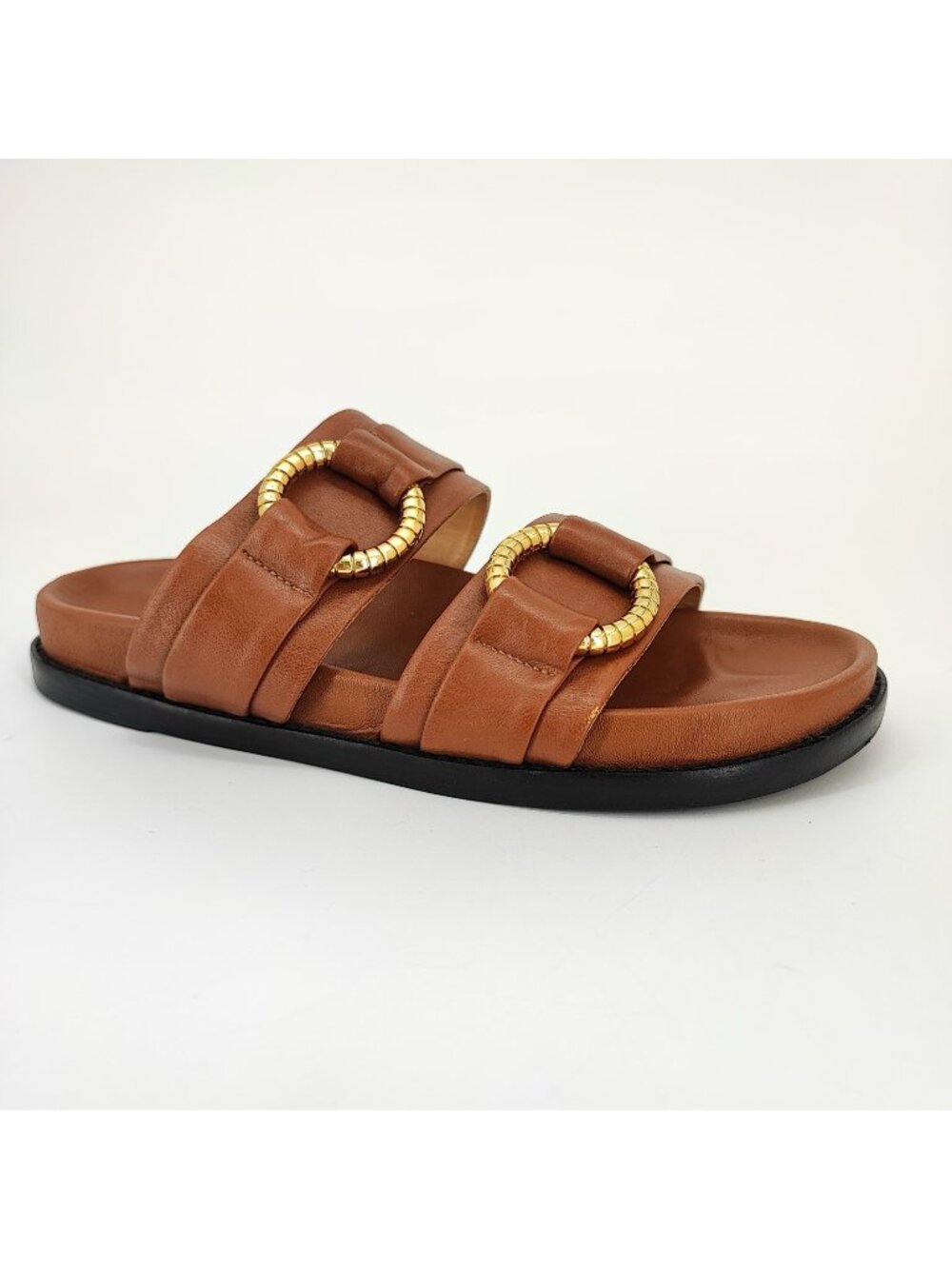 Aqua Women's Size 8.5 Sandals Faux Leather Brown Strappy Flat